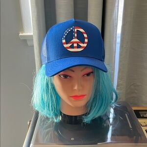 Blue Peace Sign Trucker Hat
